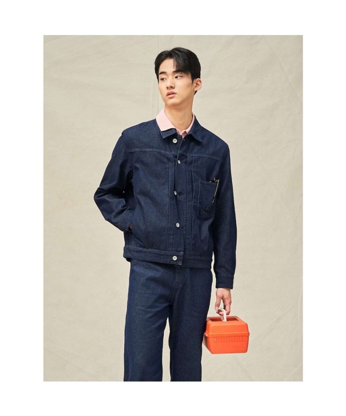 빈폴 멘(BEANPOLE MEN) 데님 트러커 셋업 재킷  네이비 (BC5311C63R)