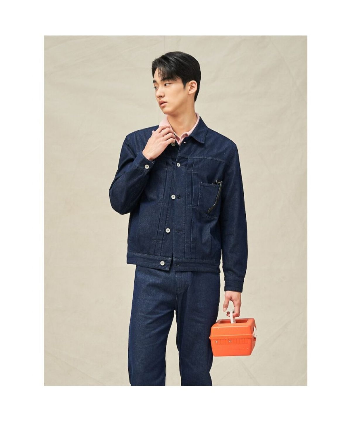 빈폴 멘(BEANPOLE MEN) 데님 트러커 셋업 재킷  네이비 (BC5311C63R)
