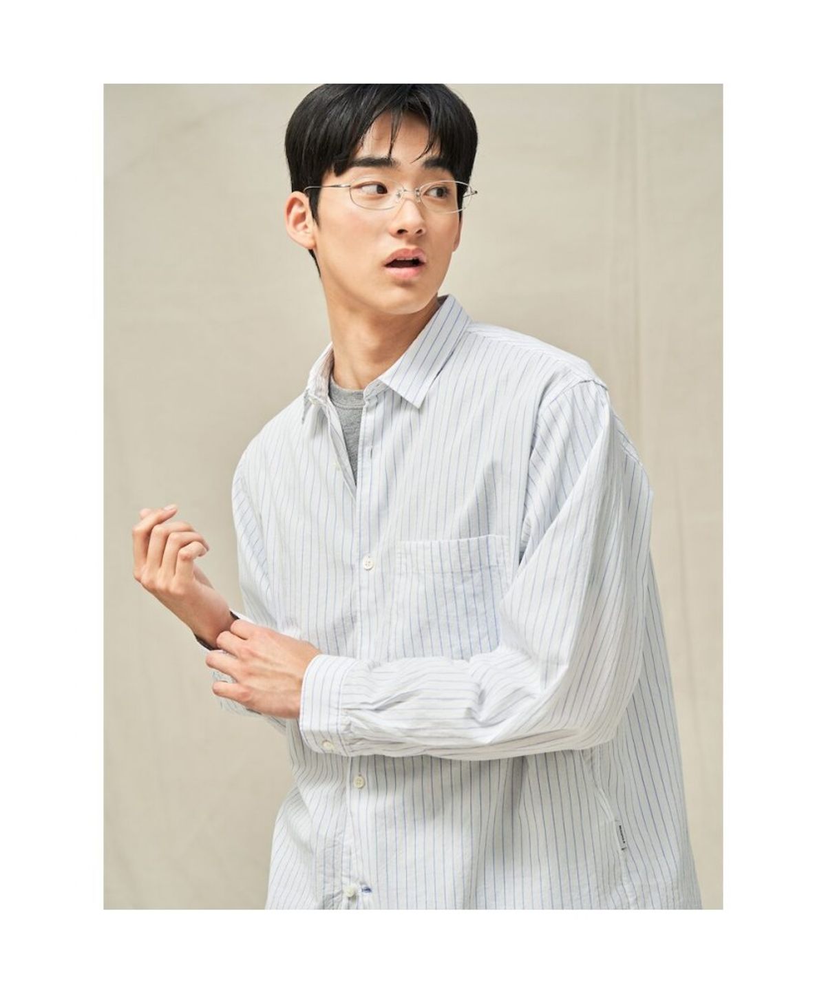 빈폴 멘(BEANPOLE MEN) 시어서커 핀 스트라이프 셔츠  화이트 (BC5364C201)
