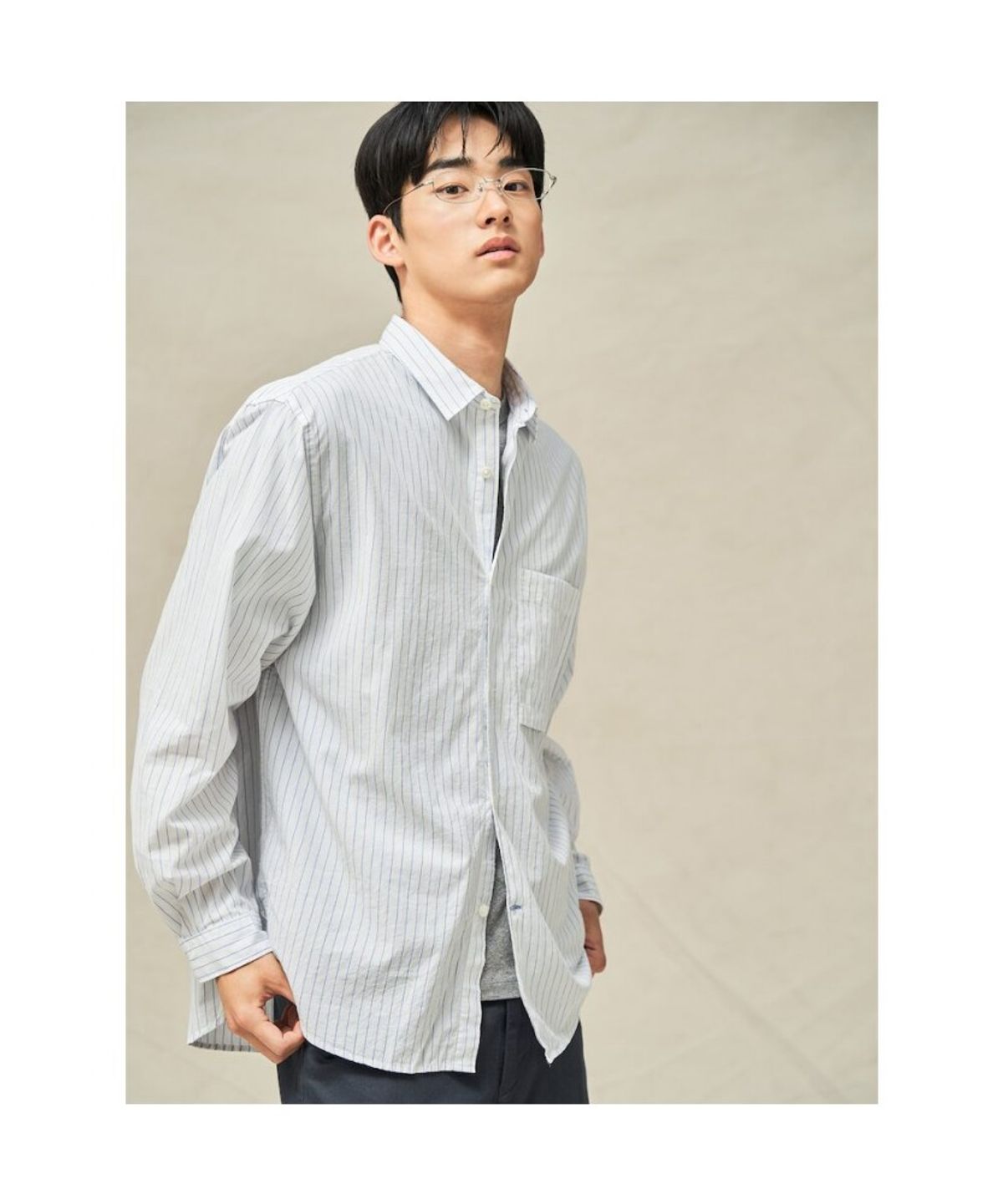 빈폴 멘(BEANPOLE MEN) 시어서커 핀 스트라이프 셔츠  화이트 (BC5364C201)