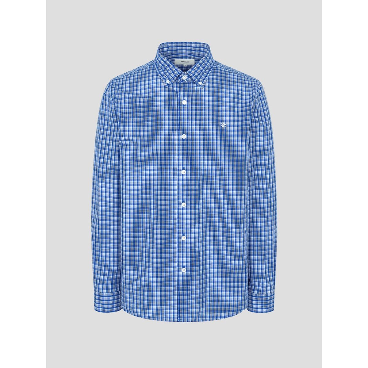 빈폴 멘(BEANPOLE MEN) 그리드 스몰 체크 셔츠  블루