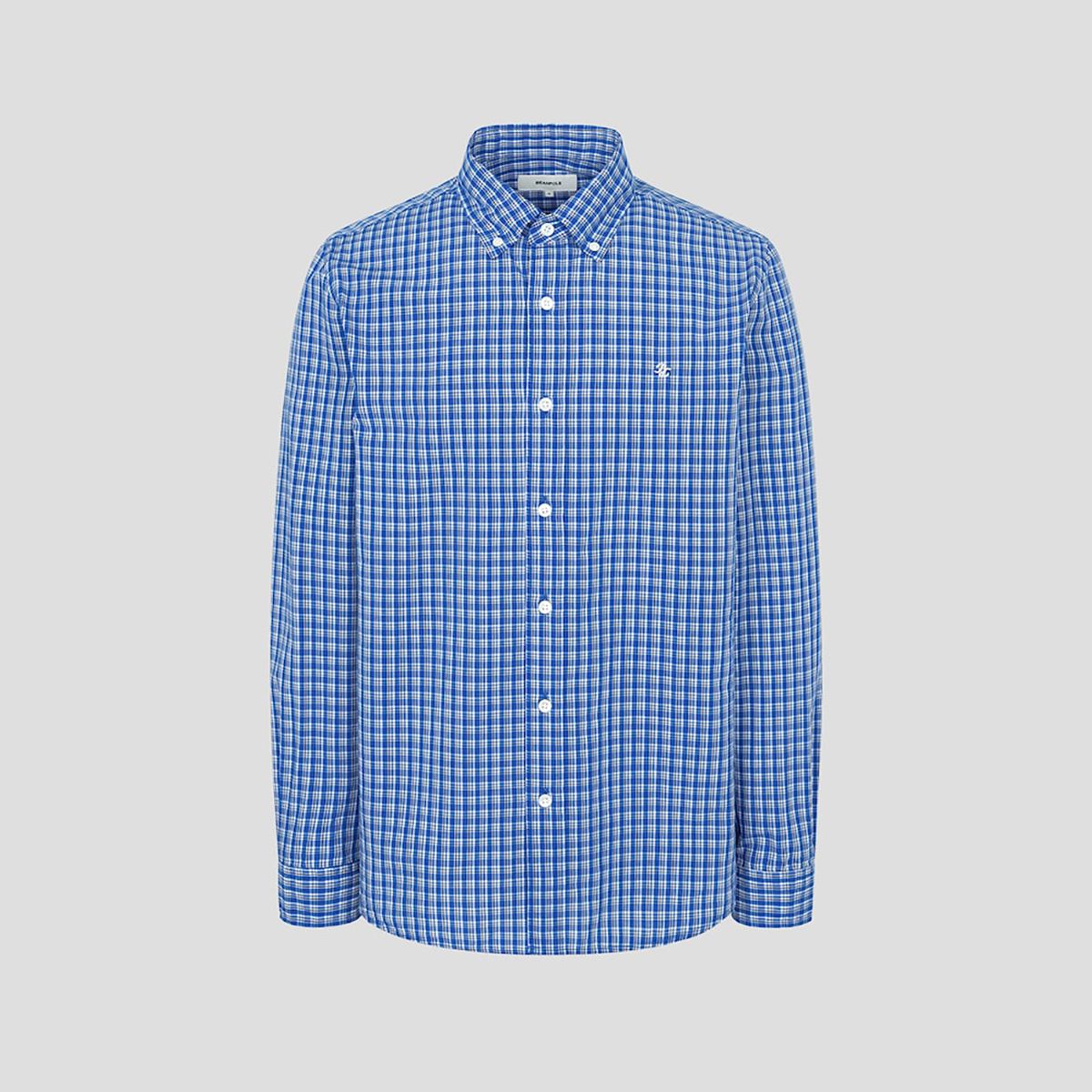 빈폴 멘(BEANPOLE MEN) 그리드 스몰 체크 셔츠  블루