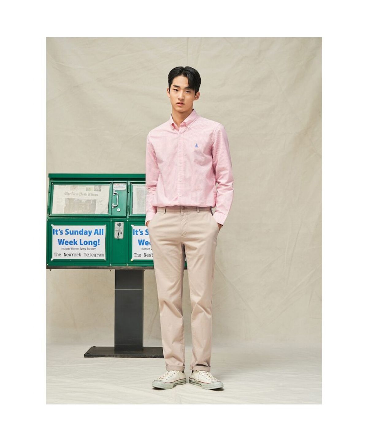 빈폴 멘(BEANPOLE MEN) 여름 치노 슬림 팬츠  베이지 (BC5321E02A)