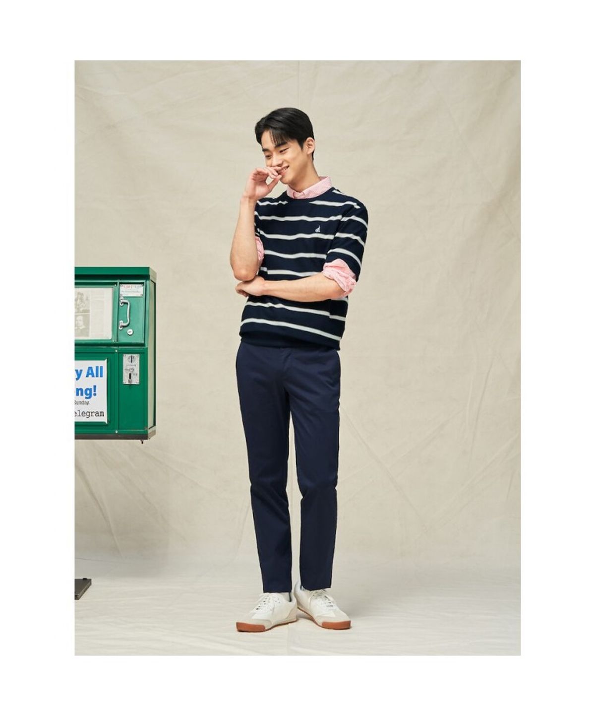 빈폴 멘(BEANPOLE MEN) 여름 치노 슬림 팬츠  네이비 (BC5321E02R)