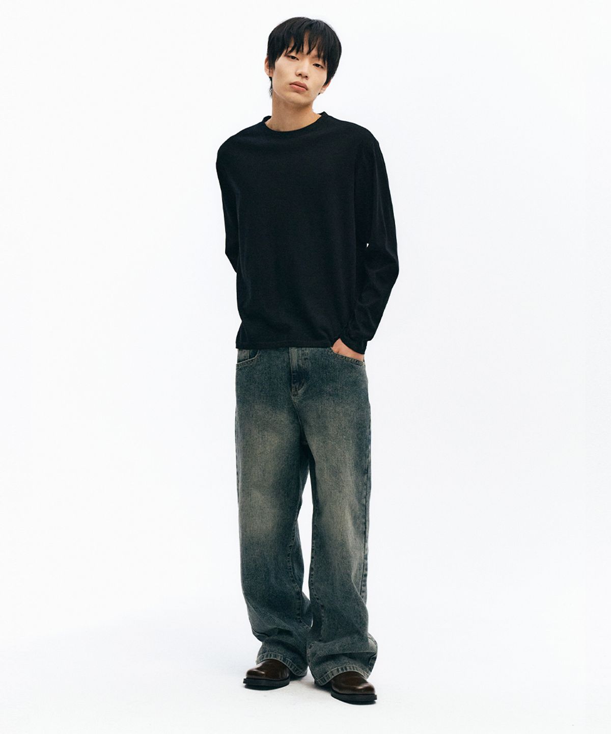 인템포무드(INTEMPOMOOD) 스파인 심 롱 슬리브 : 3컬러