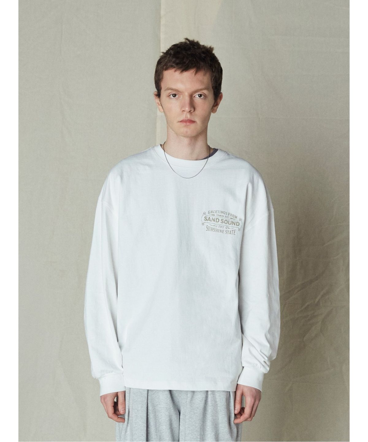 샌드 사운드(SAND SOUND) Ybor Graphic Over Fit Long Sleeve TShirt  Ivory