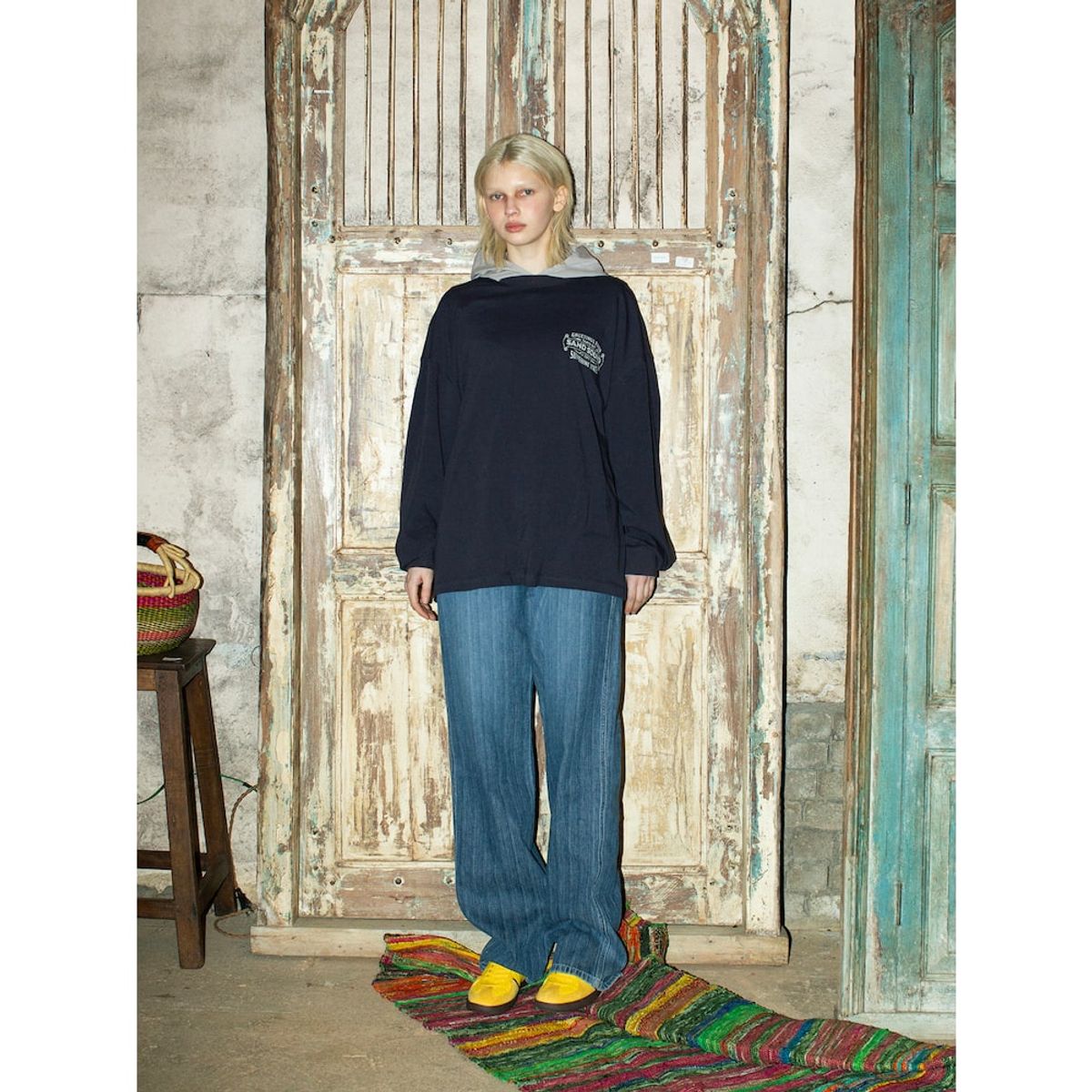 샌드 사운드(SAND SOUND) Ybor Graphic Over Fit Long Sleeve TShirt  Ash