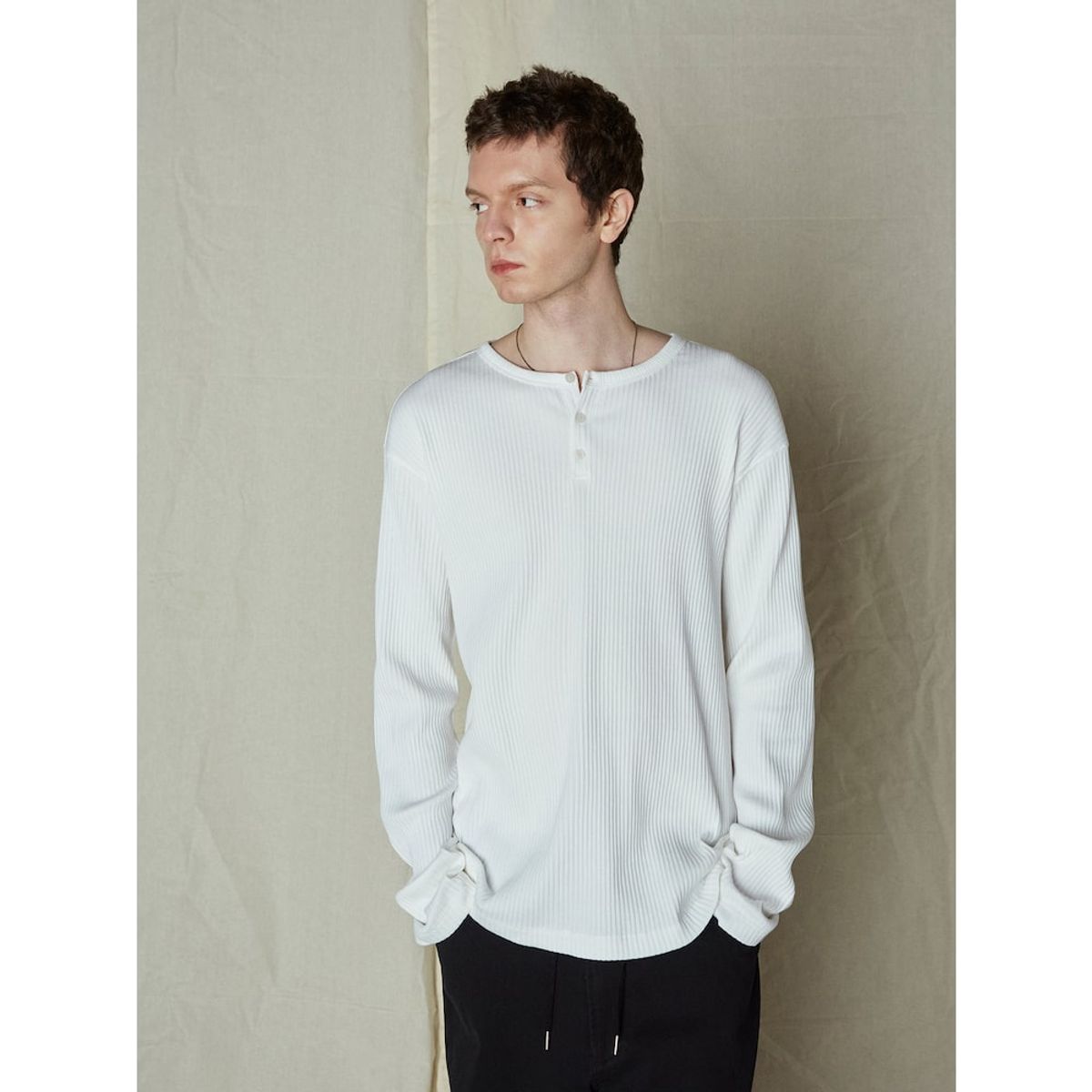 샌드 사운드(SAND SOUND) Henly Neck LongSleeved TShirt  White