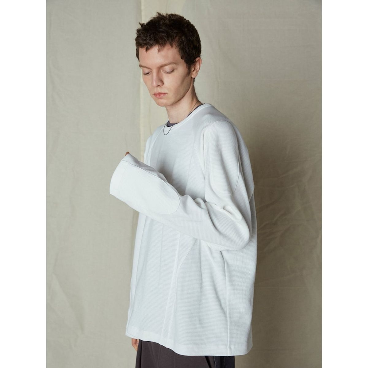 샌드 사운드(SAND SOUND) Biker Waffle Long Sleeve TShirt  Ivory