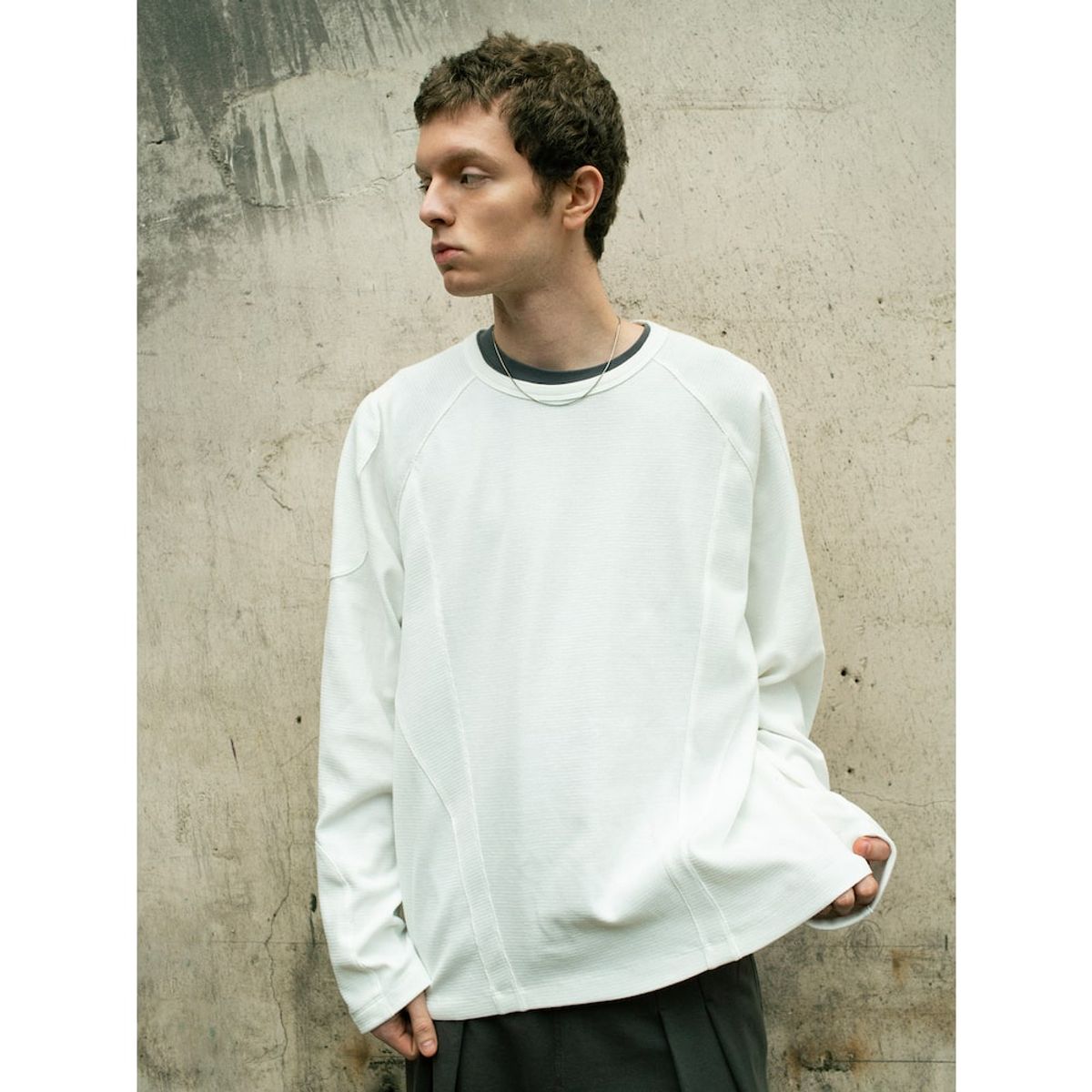 샌드 사운드(SAND SOUND) Biker Waffle Long Sleeve TShirt  Ivory