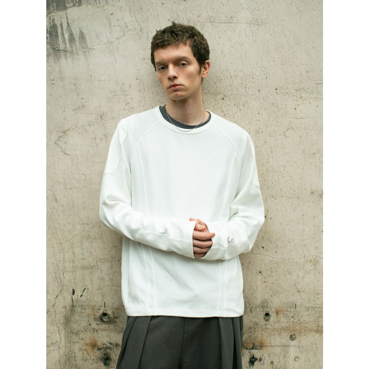 샌드 사운드(SAND SOUND) Biker Waffle Long Sleeve TShirt  Ivory