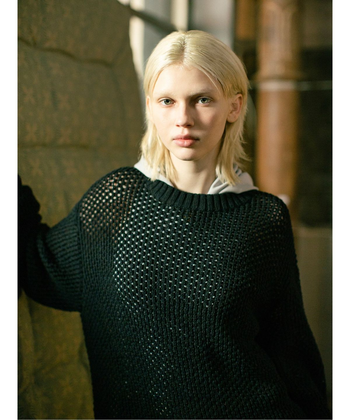 샌드 사운드(SAND SOUND) Net Crew Neck Sweater  Black