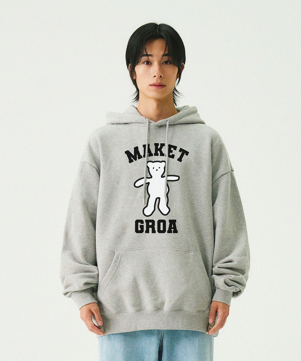 그레이버(GRAVER) [UNISEX]maket 베어 후드티_2color