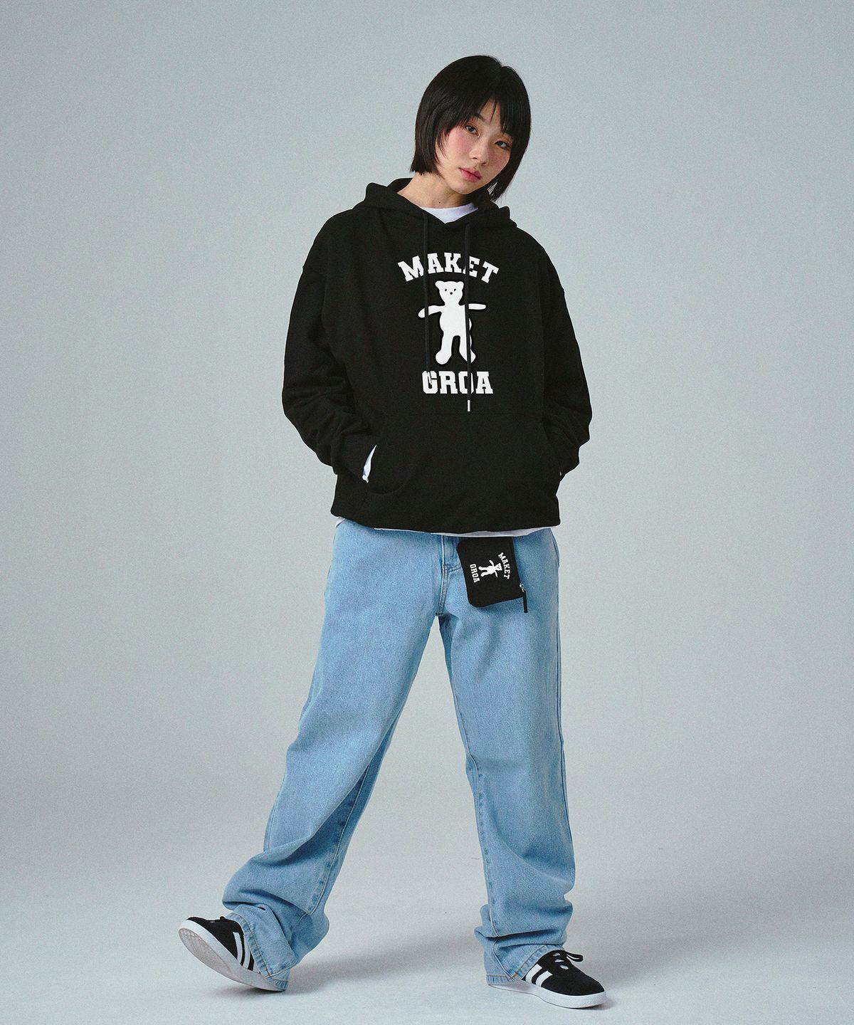 그레이버(GRAVER) [UNISEX]maket 베어 후드티_2color