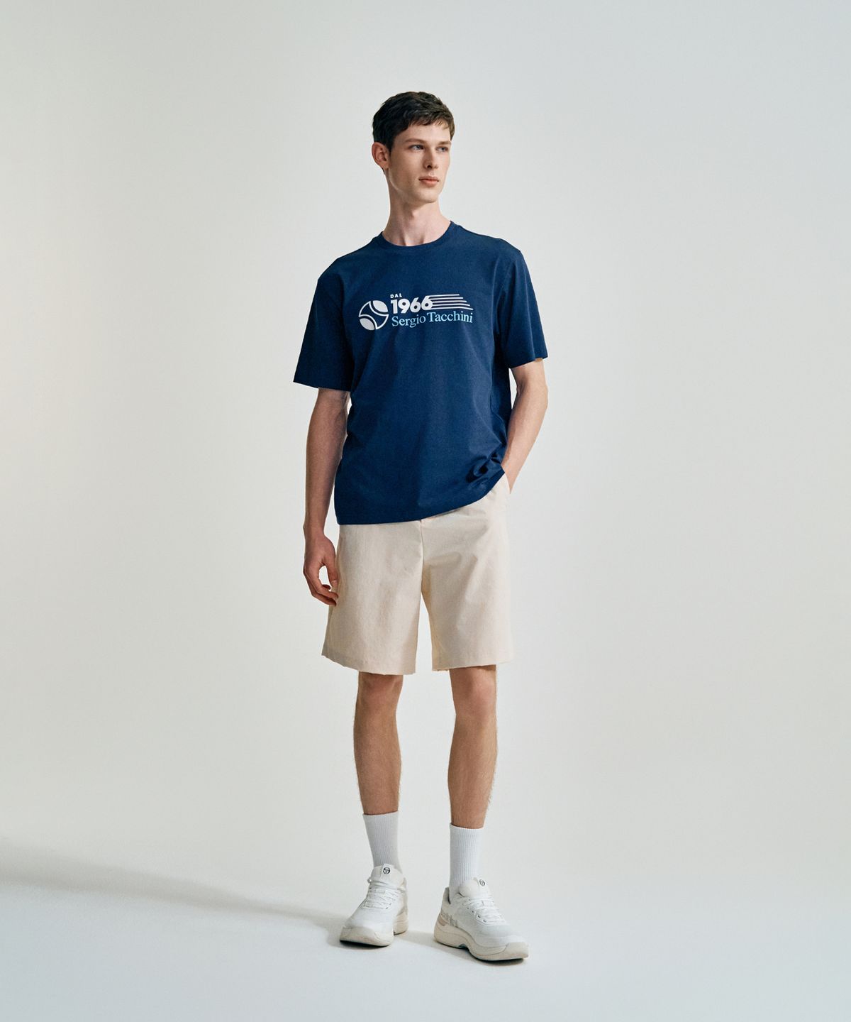 세르지오 타키니(SERGIO TACCHINI) M 코튼라이크 우븐 버뮤다 팬츠 (Ivory)