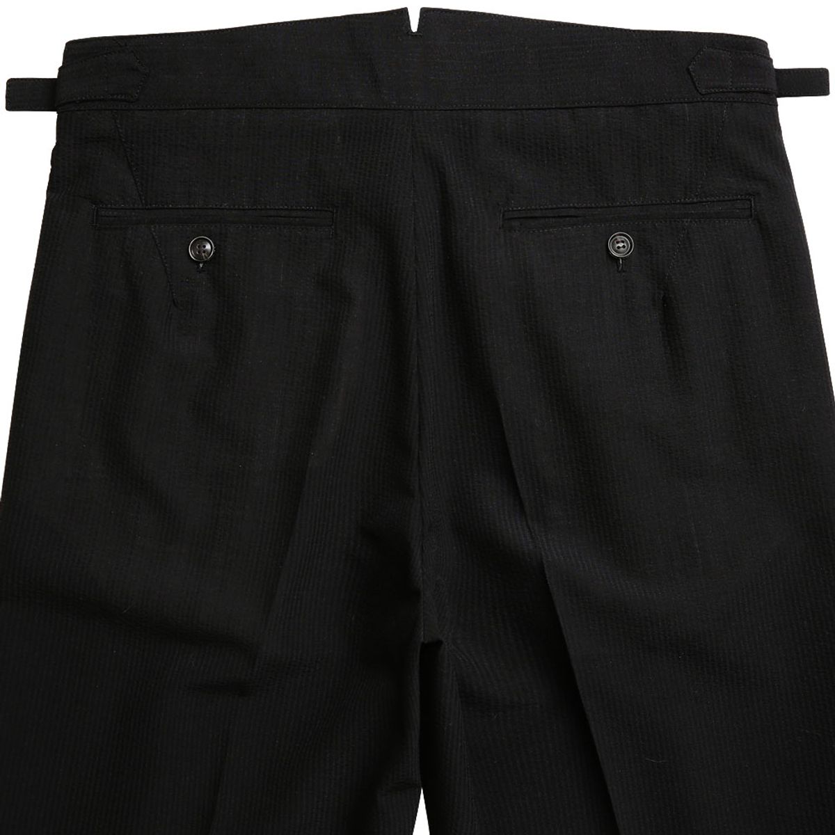 솔티(SORTIE) Summer Wool Seersucker Trousers (Black)