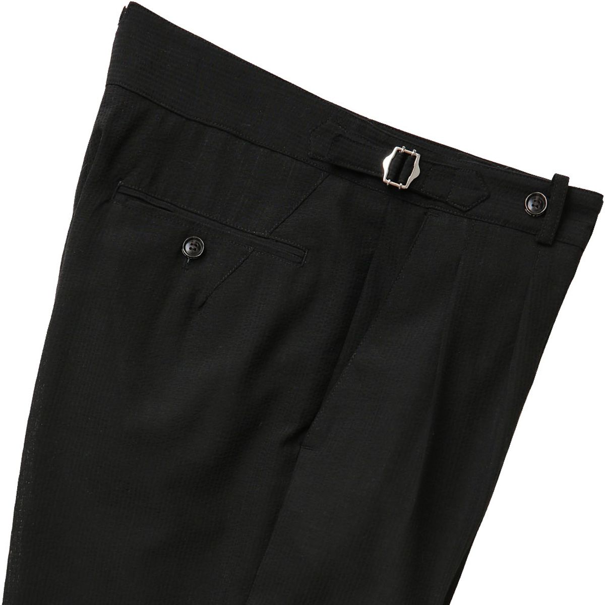 솔티(SORTIE) Summer Wool Seersucker Trousers (Black)