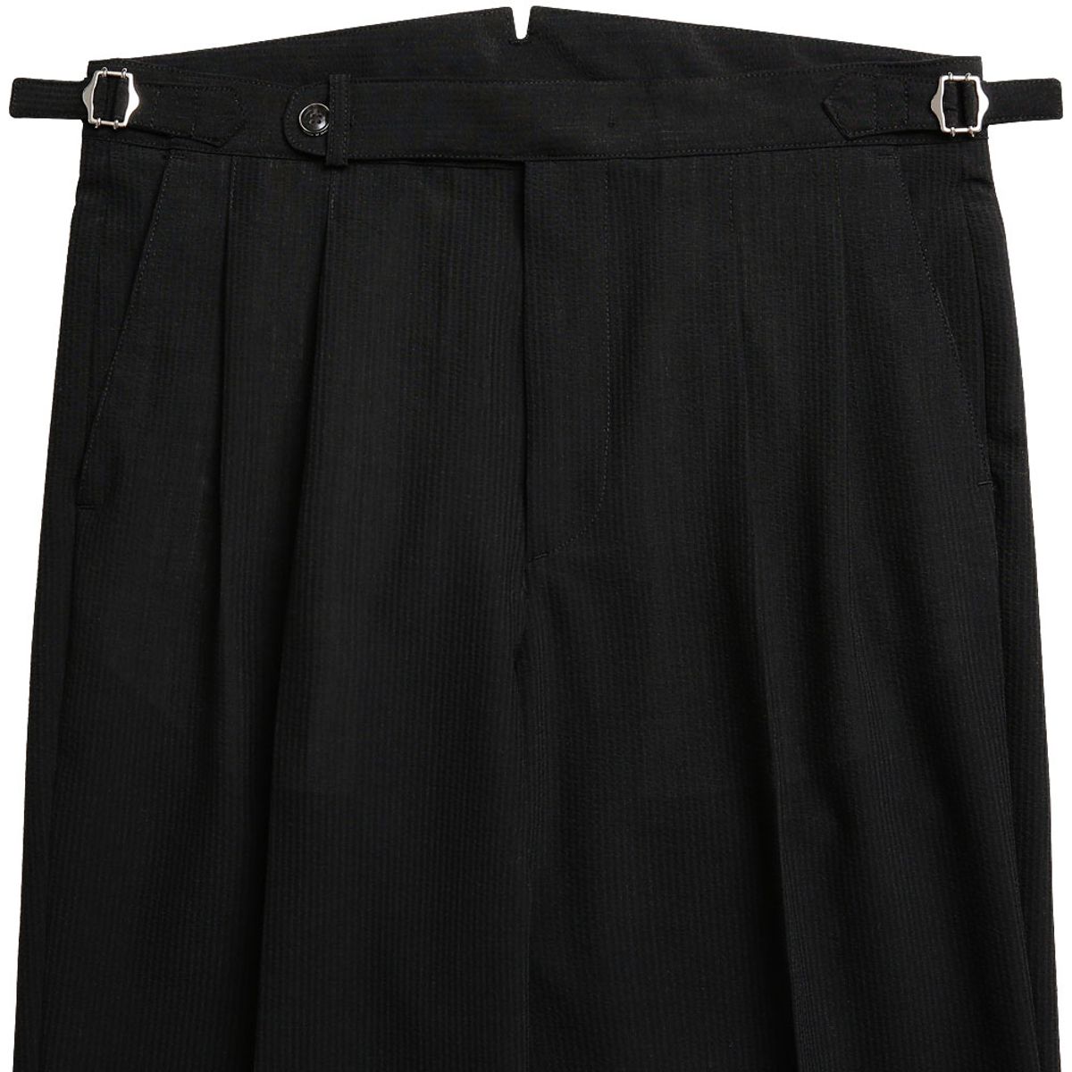 솔티(SORTIE) Summer Wool Seersucker Trousers (Black)