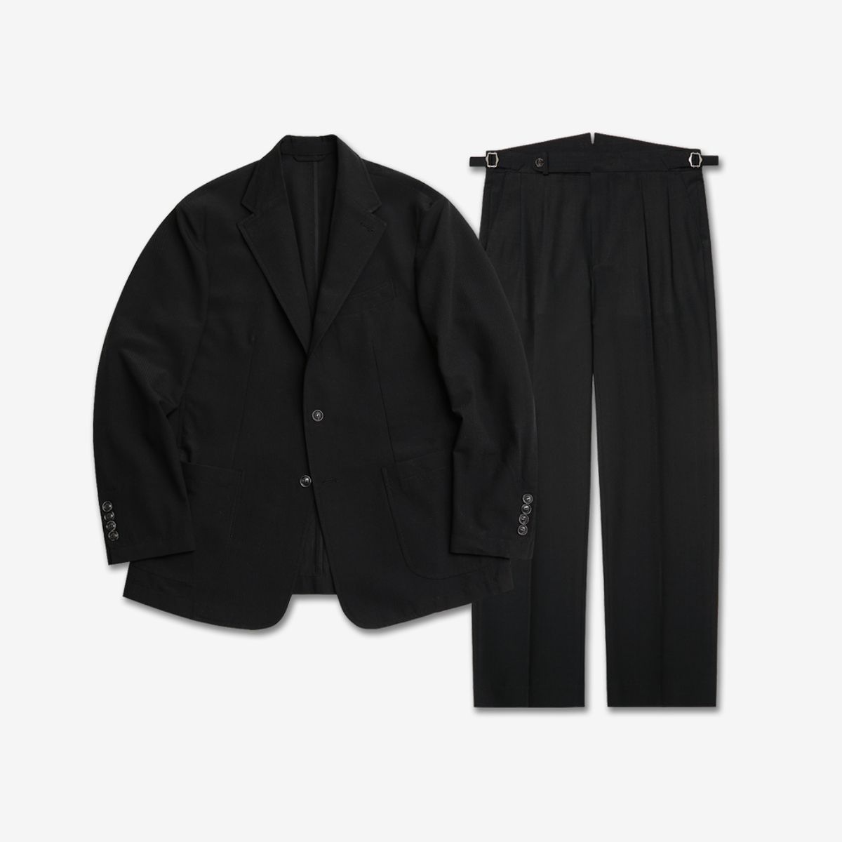 솔티(SORTIE) Summer Wool Seersucker Trousers (Black)