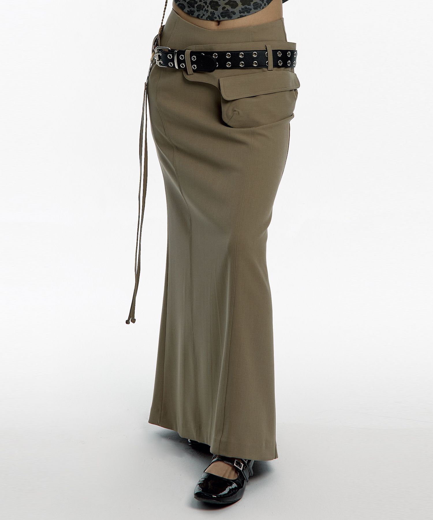 Kashiko☆Pocket Belt Long Skirt MUSINSA | KASHIKO Pocket Belt Long Skirt Beige