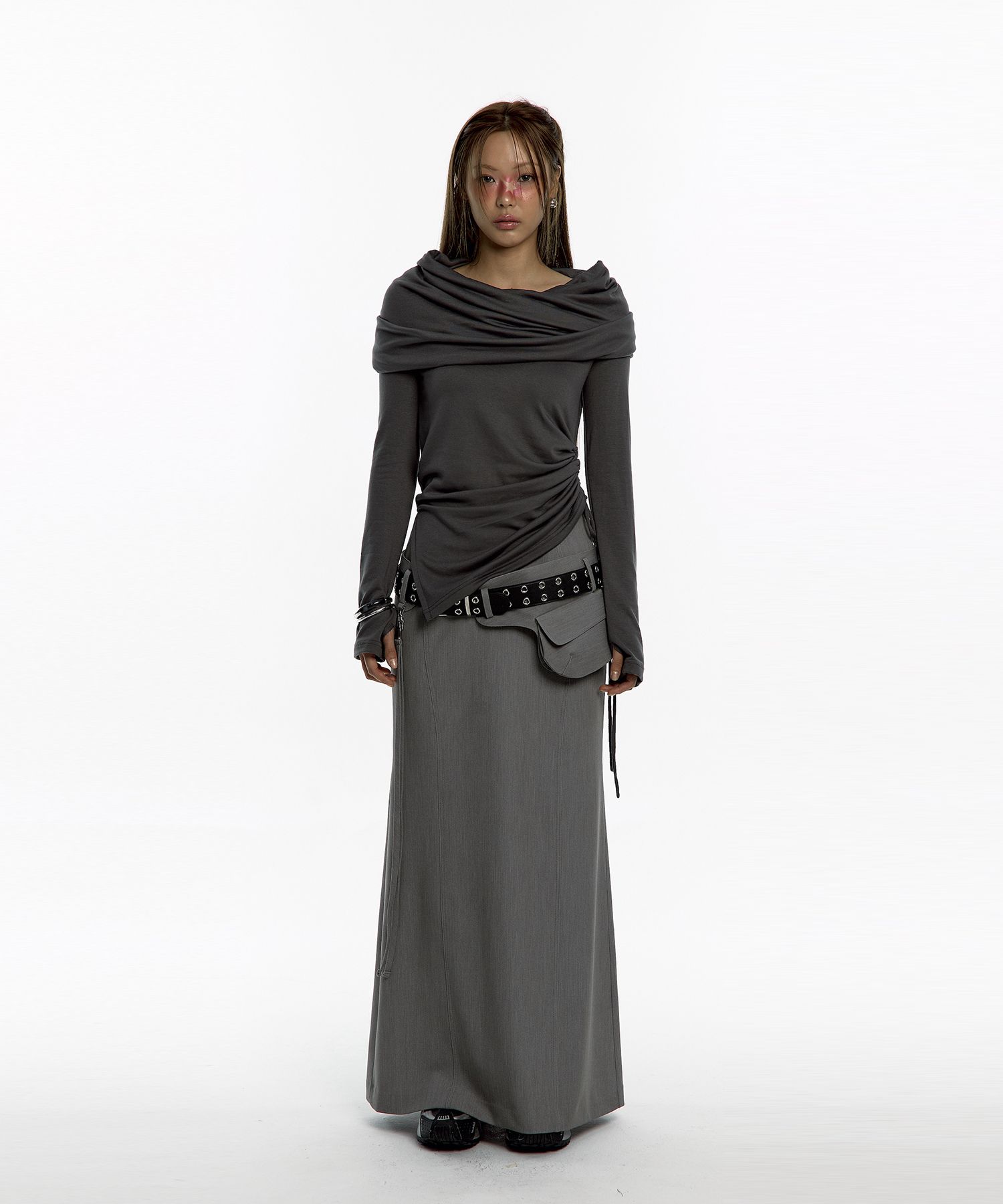 [Kashiko] ★ Pocket Belt Long Skirt (3色) MUSINSA | KASHIKO Pocket Belt Long Skirt Gray