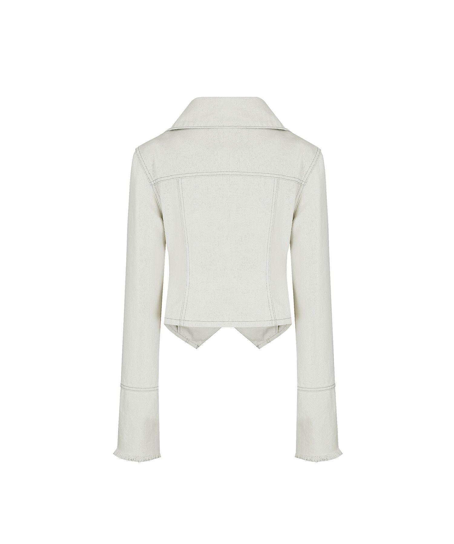 MUSINSA | KASHIKO Denim Square Neck Trucker Jacket Off White