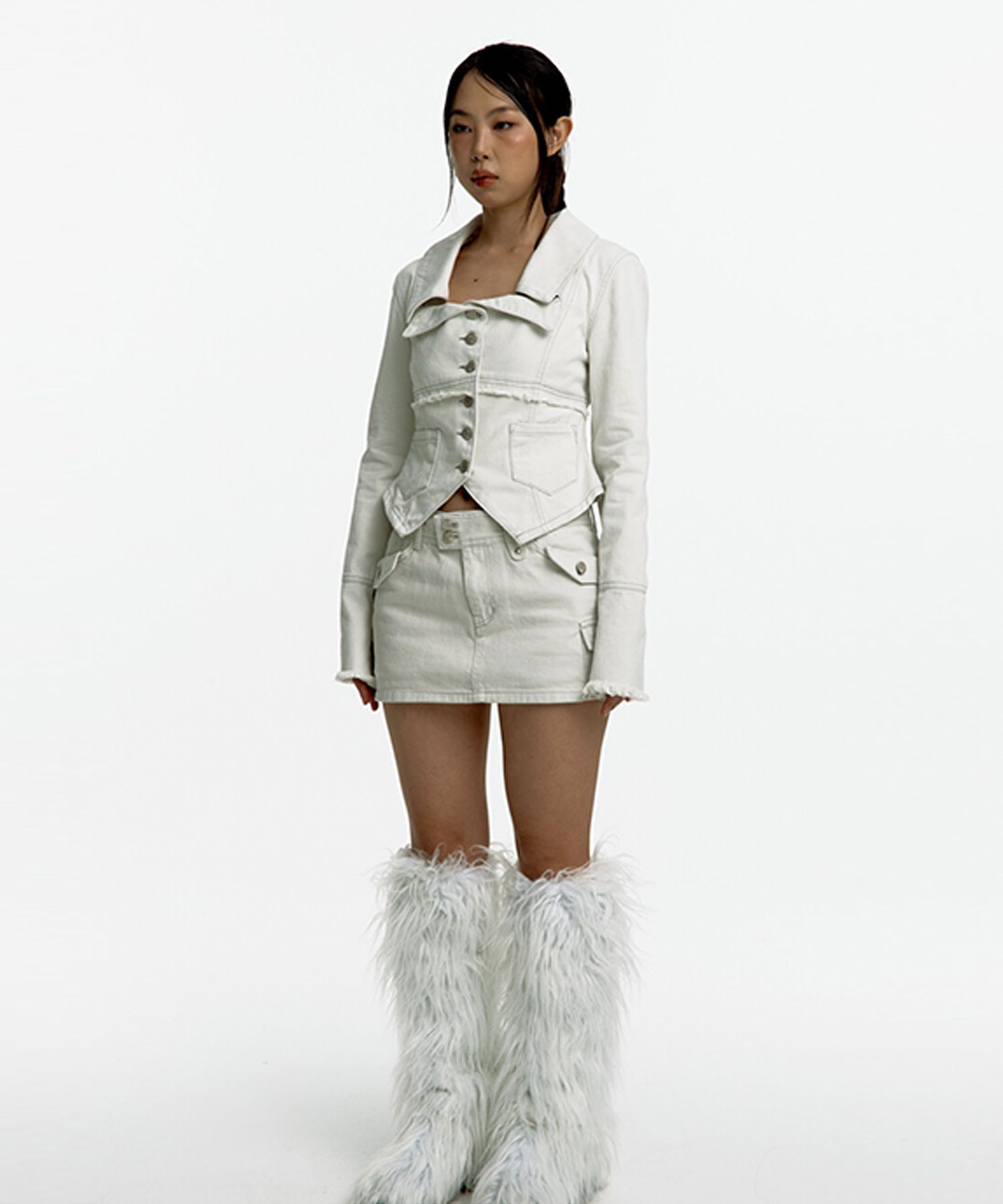 ★2025SS新作★KASHIKO★Denim Square Neck Trucker Jacket MUSINSA | KASHIKO Denim Square Neck Trucker Jacket Off White