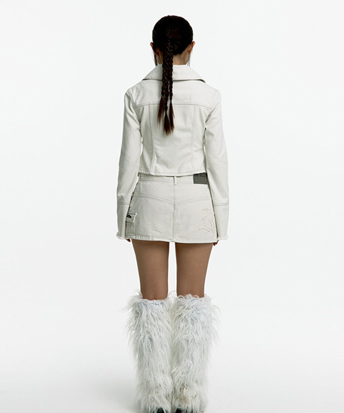 카시코(KASHIKO) Denim Square Neck Trucker Jacket Off White