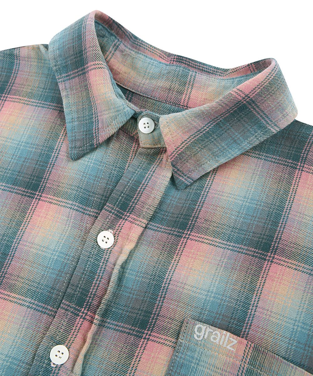 MUSINSA | GRAILZ DISTRESSED CHECK SHIRTS [MINT PINK]