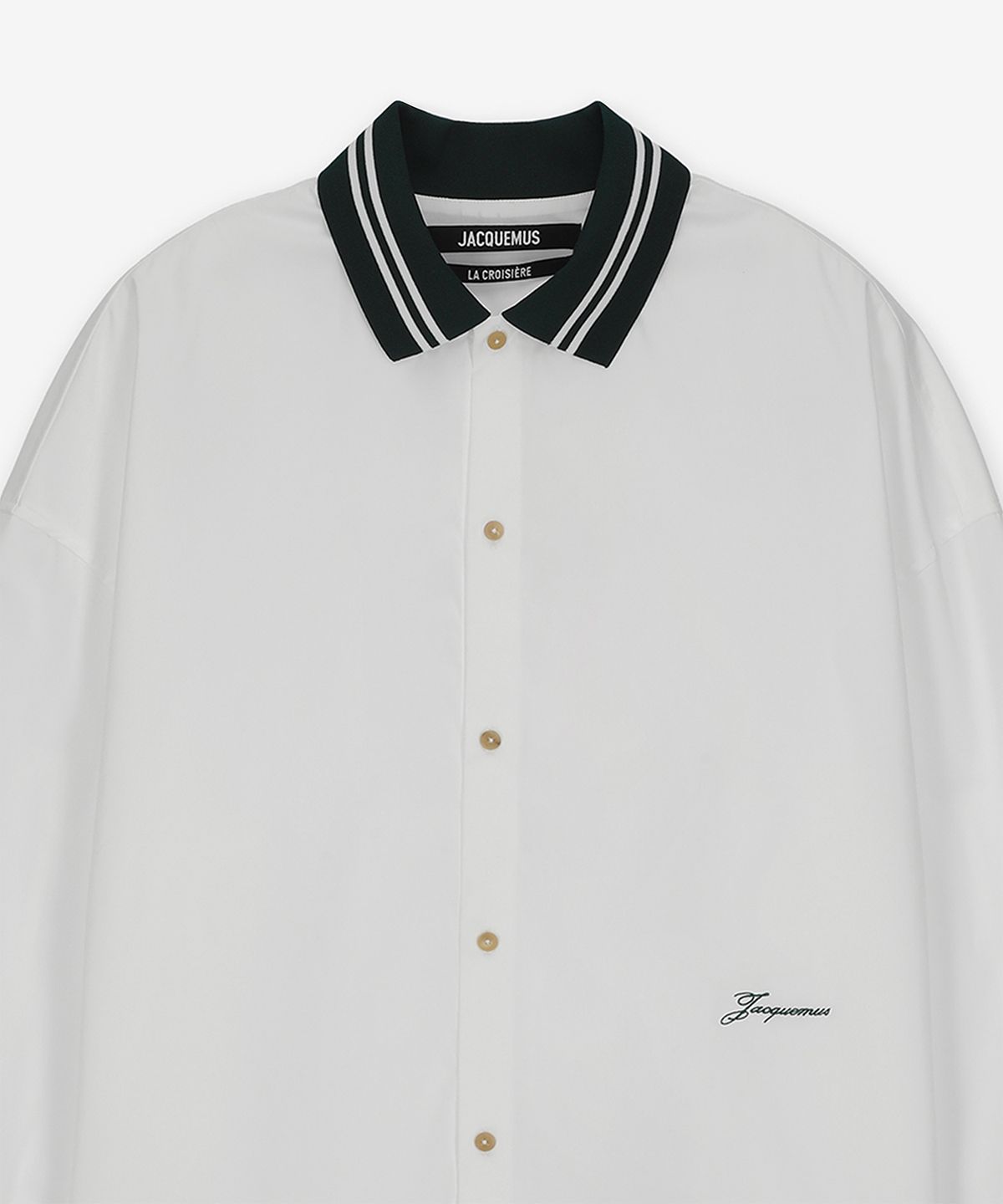자크뮈스(JACQUEMUS) 라 슈미즈 베이스볼 셔츠 - 화이트 / 255SH1131454100