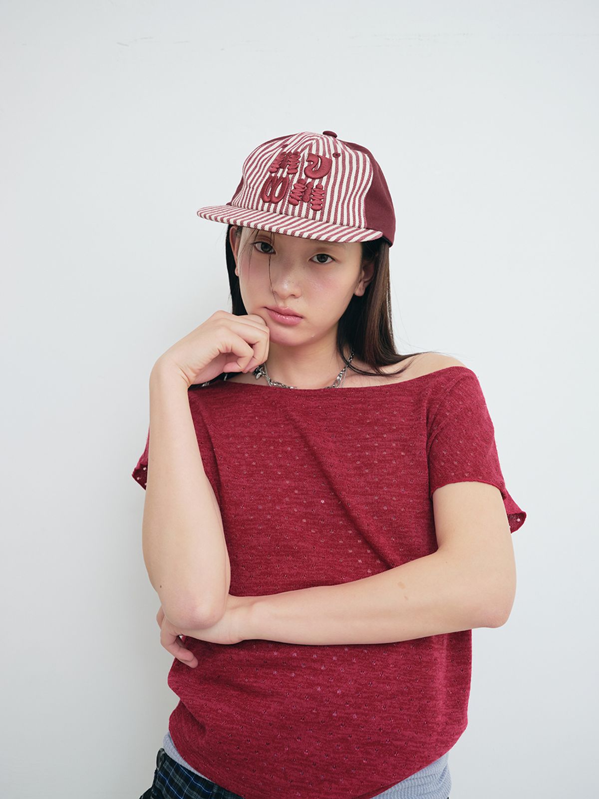 무음(MUWM) 워시드 구피 캡 Washed Goofy Cap (Red Stripe)