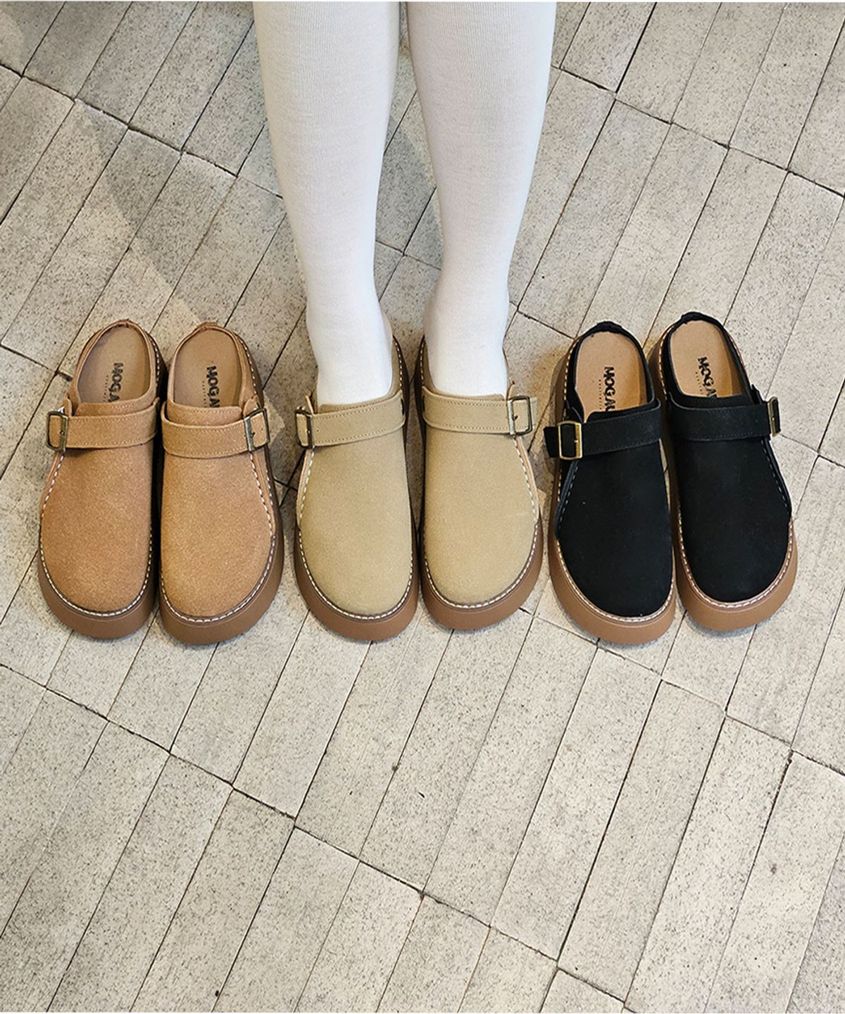 모그어스(MOGAUS) 어스트 천연소가죽 클로그(극세사 인솔) 3color