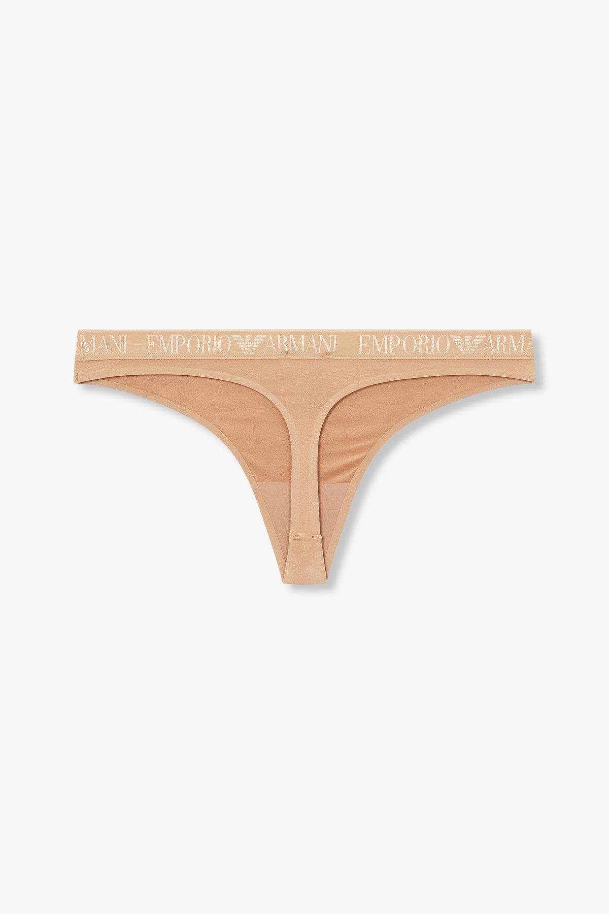 엠포리오 아르마니 언더웨어(EMPORIO ARMANI UNDERWEAR) 여성 자카드 밴딩 나일론 티팬티_라이트 브라운 825110540