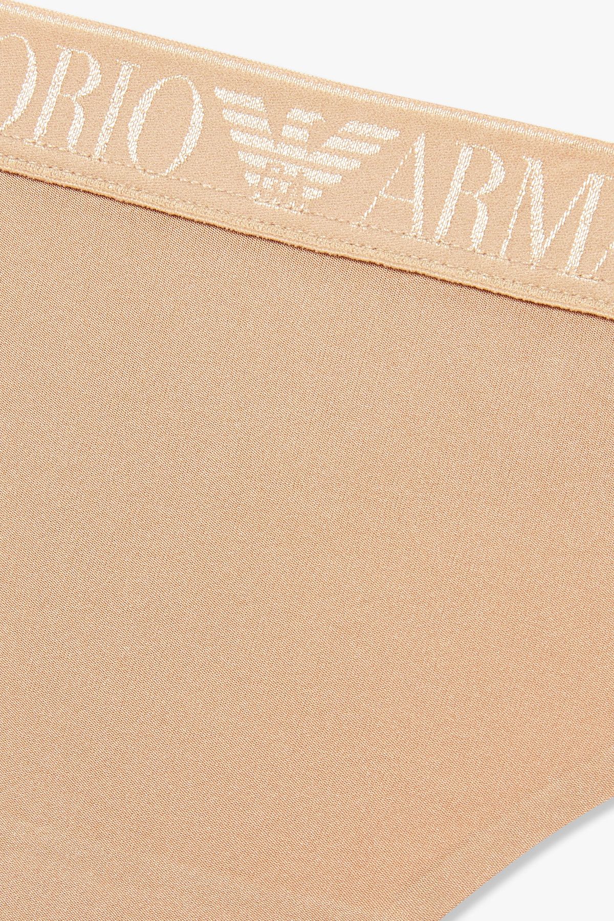 엠포리오 아르마니 언더웨어(EMPORIO ARMANI UNDERWEAR) 여성 자카드 밴딩 나일론 티팬티_라이트 브라운 825110540