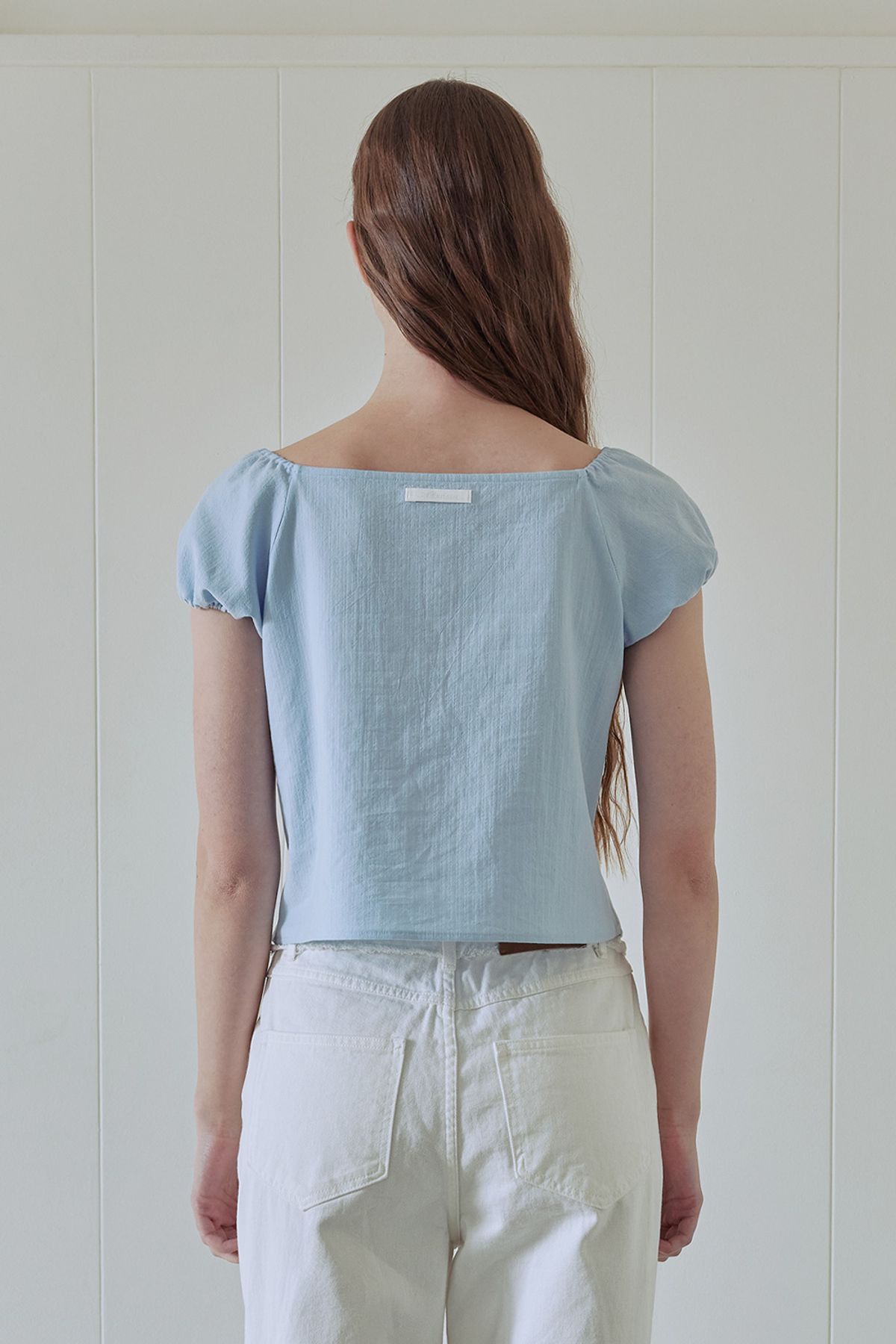 애프터아워즈(AFTERHOURS) BUTTON UP PUFF BLOUSE (BLUE)