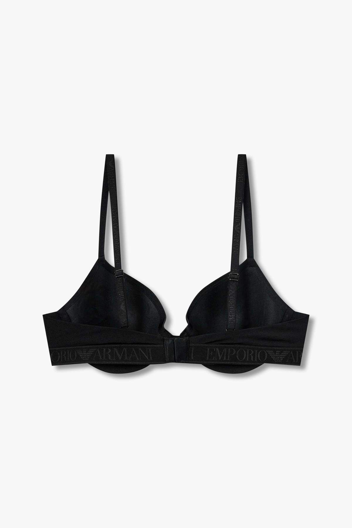엠포리오 아르마니 언더웨어(EMPORIO ARMANI UNDERWEAR) 여성 자카드 밴딩 나일론 컨투어 브라_블랙 825184542