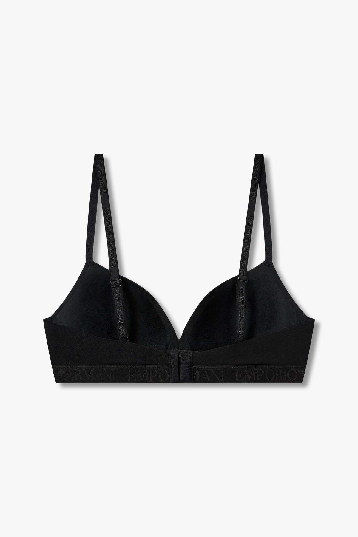 엠포리오 아르마니 언더웨어(EMPORIO ARMANI UNDERWEAR) 여성 자카드 밴딩 패디드 트라이앵글 브라_블랙 825181542
