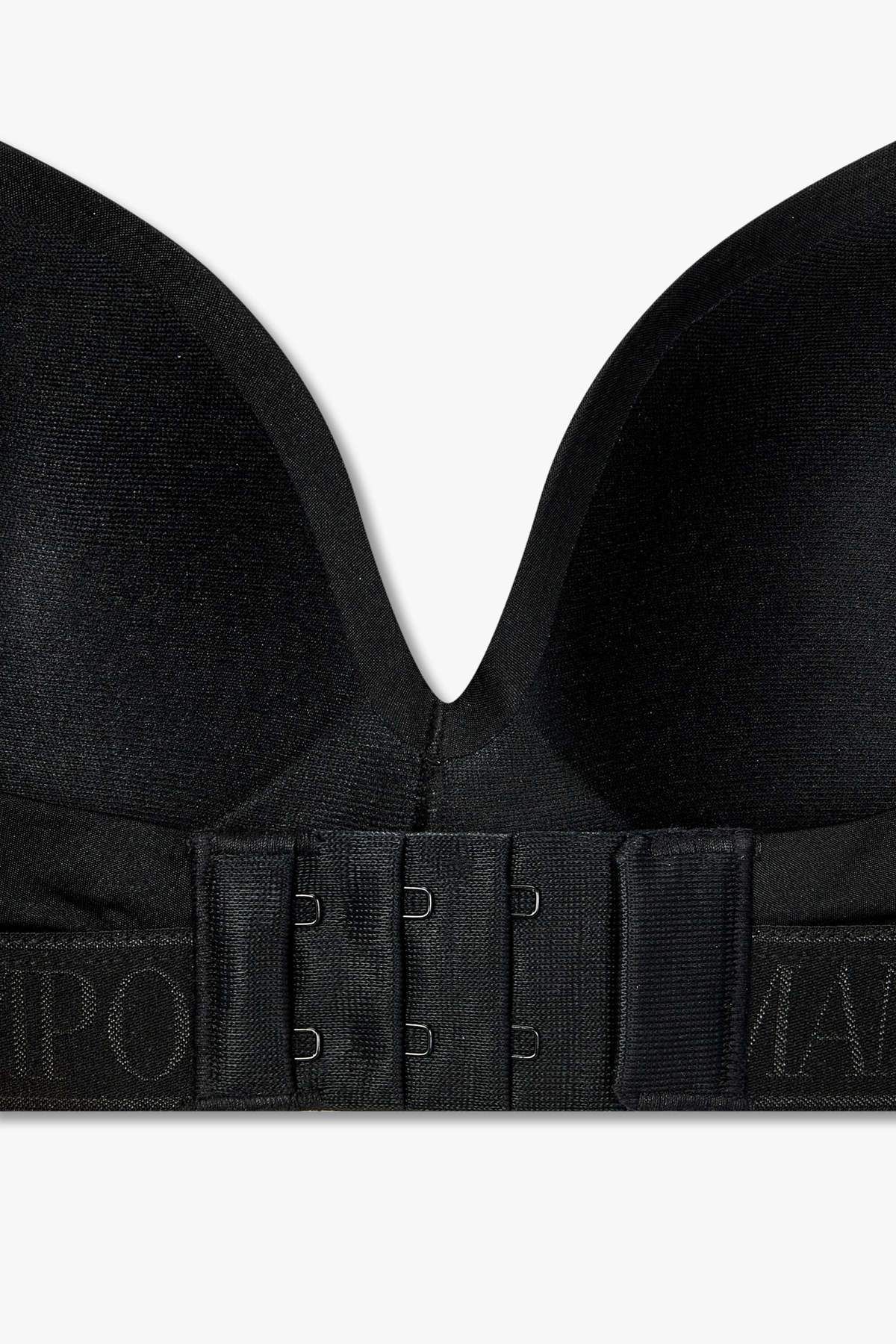 엠포리오 아르마니 언더웨어(EMPORIO ARMANI UNDERWEAR) 여성 자카드 밴딩 패디드 트라이앵글 브라_블랙 825181542