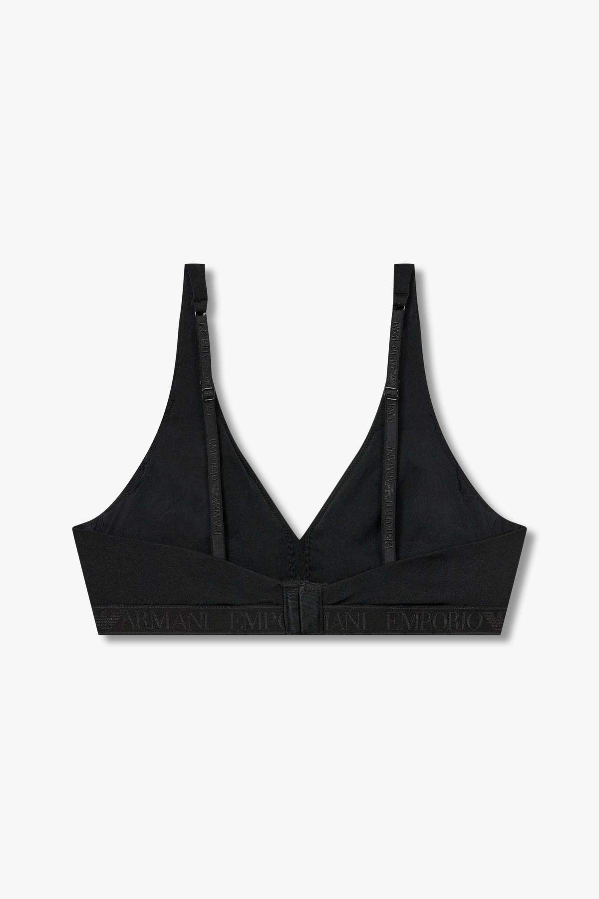엠포리오 아르마니 언더웨어(EMPORIO ARMANI UNDERWEAR) 여성 자카드 밴딩 리무버블 패드 브라렛 브라_블랙 825181545