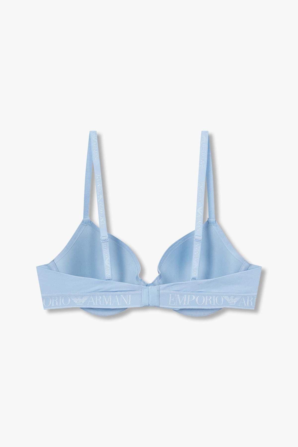 엠포리오 아르마니 언더웨어(EMPORIO ARMANI UNDERWEAR) 여성 자카드 밴딩 나일론 컨투어 브라_라이트 블루 825184541