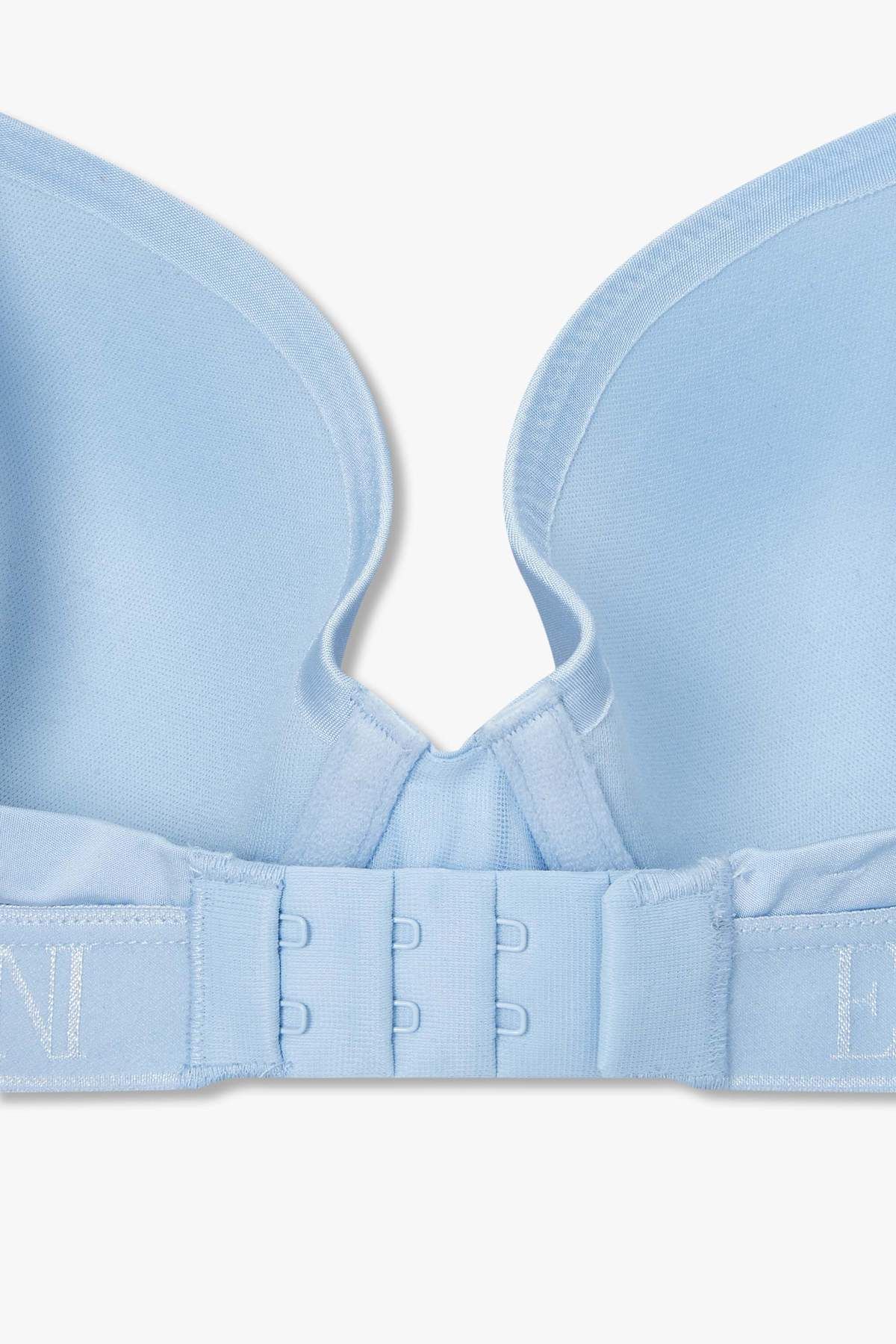 엠포리오 아르마니 언더웨어(EMPORIO ARMANI UNDERWEAR) 여성 자카드 밴딩 나일론 컨투어 브라_라이트 블루 825184541