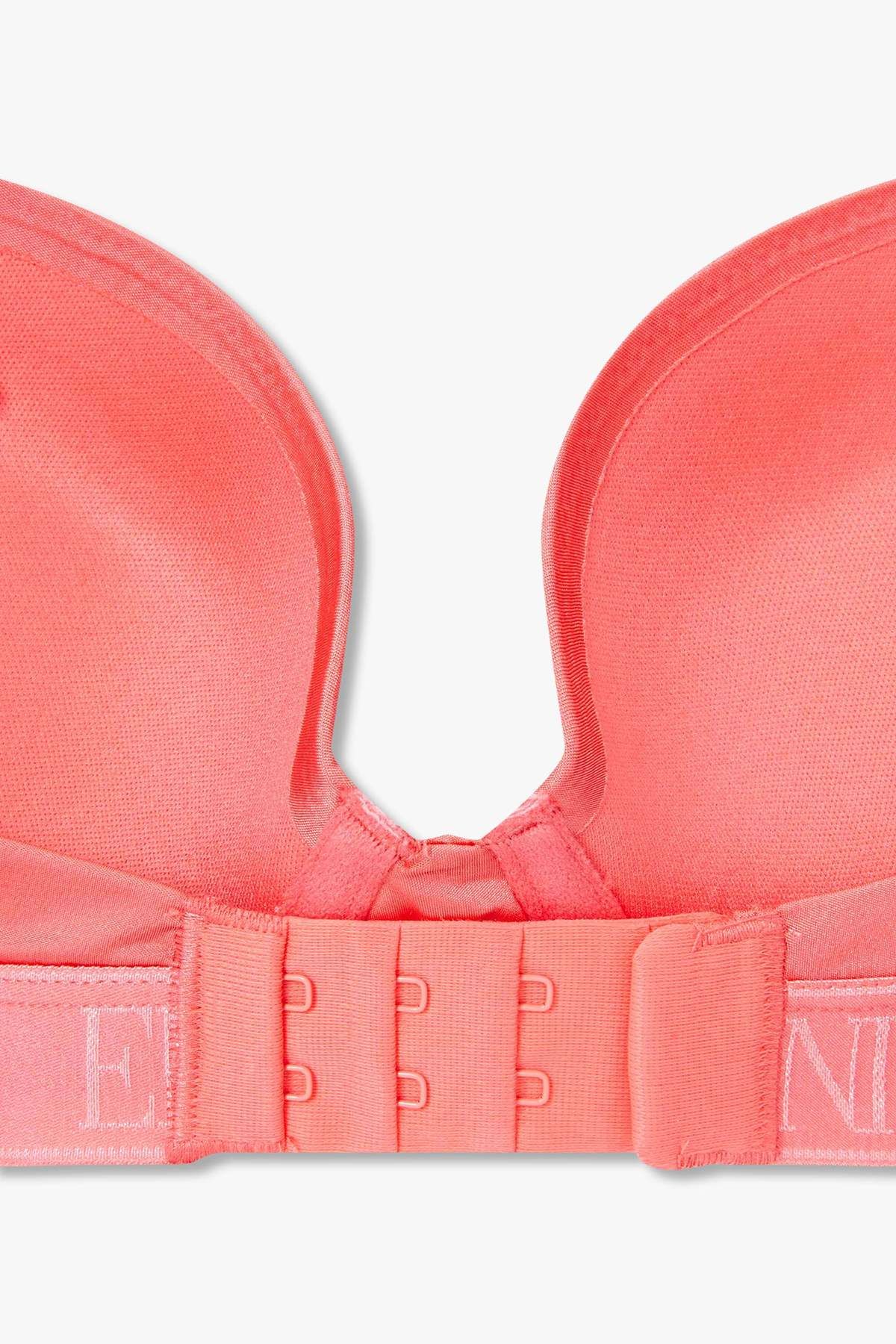 엠포리오 아르마니 언더웨어(EMPORIO ARMANI UNDERWEAR) 여성 자카드 밴딩 나일론 푸쉬업 브라_코랄 핑크 825185539