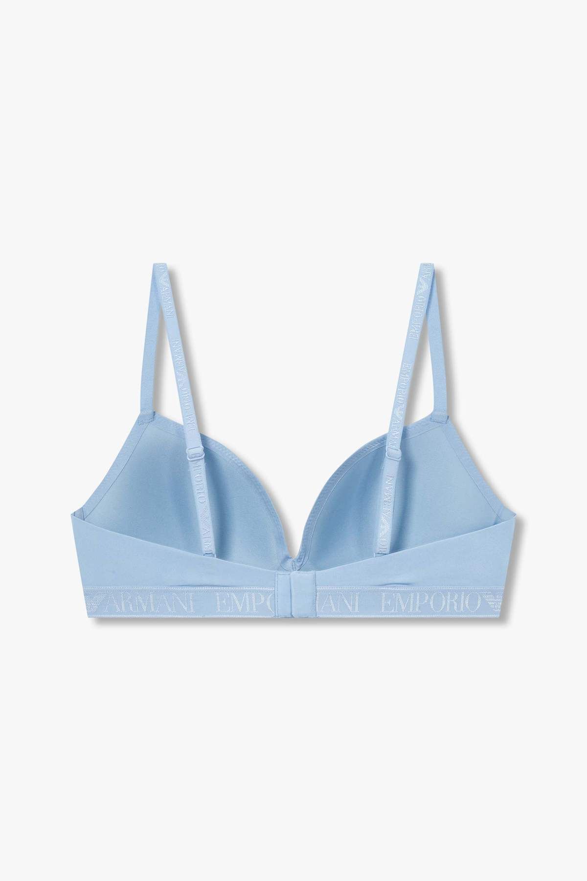 엠포리오 아르마니 언더웨어(EMPORIO ARMANI UNDERWEAR) 여성 자카드 밴딩 패디드 트라이앵글 브라_라이트 블루 825181541