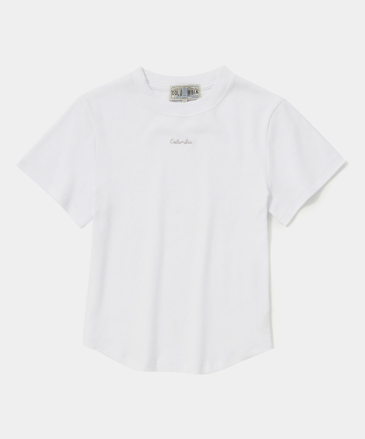 컬럼비아 유니버시티(COLUMBIA UNIVERSITY) TINY SCRIPT LOGO WOMEN SLIM-FIT S/S T-SHIRTS 화이트