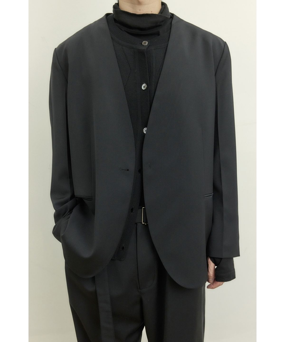 유스(YOUTH) Collarless Jacket - Black