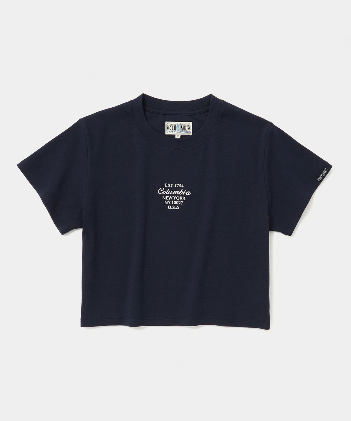 컬럼비아 유니버시티(COLUMBIA UNIVERSITY) CU BIG SCRIPT WOMEN CROP S/S T-SHIRTS 크라운네이비