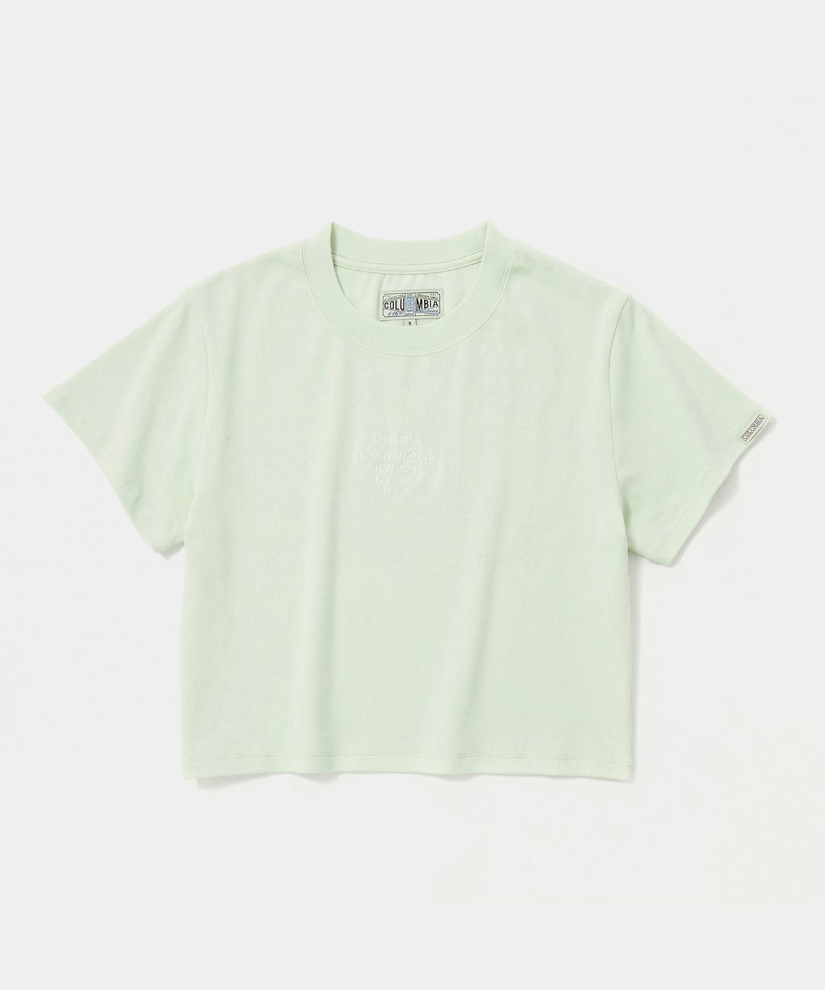 컬럼비아 유니버시티(COLUMBIA UNIVERSITY) CU BIG SCRIPT WOMEN CROP S/S T-SHIRTS 더스트민트