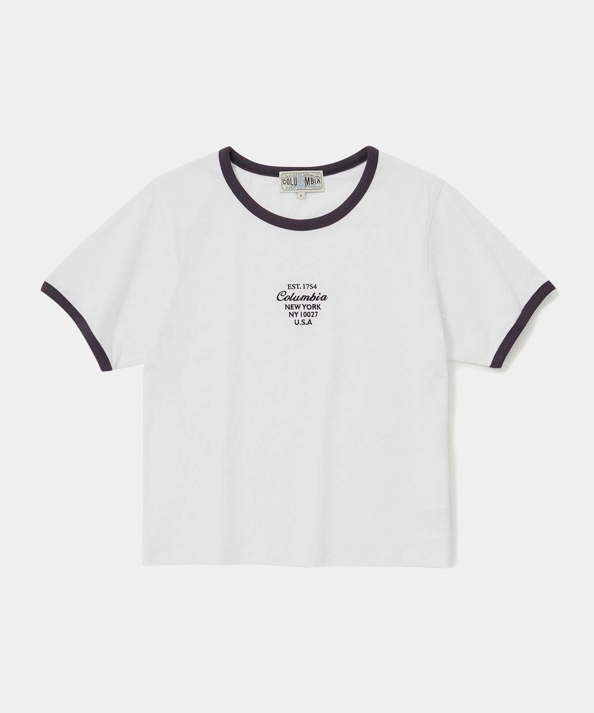 컬럼비아 유니버시티(COLUMBIA UNIVERSITY) CU BIG SCRIPT WOMEN S/S RINGER T-SHIRTS 화이트