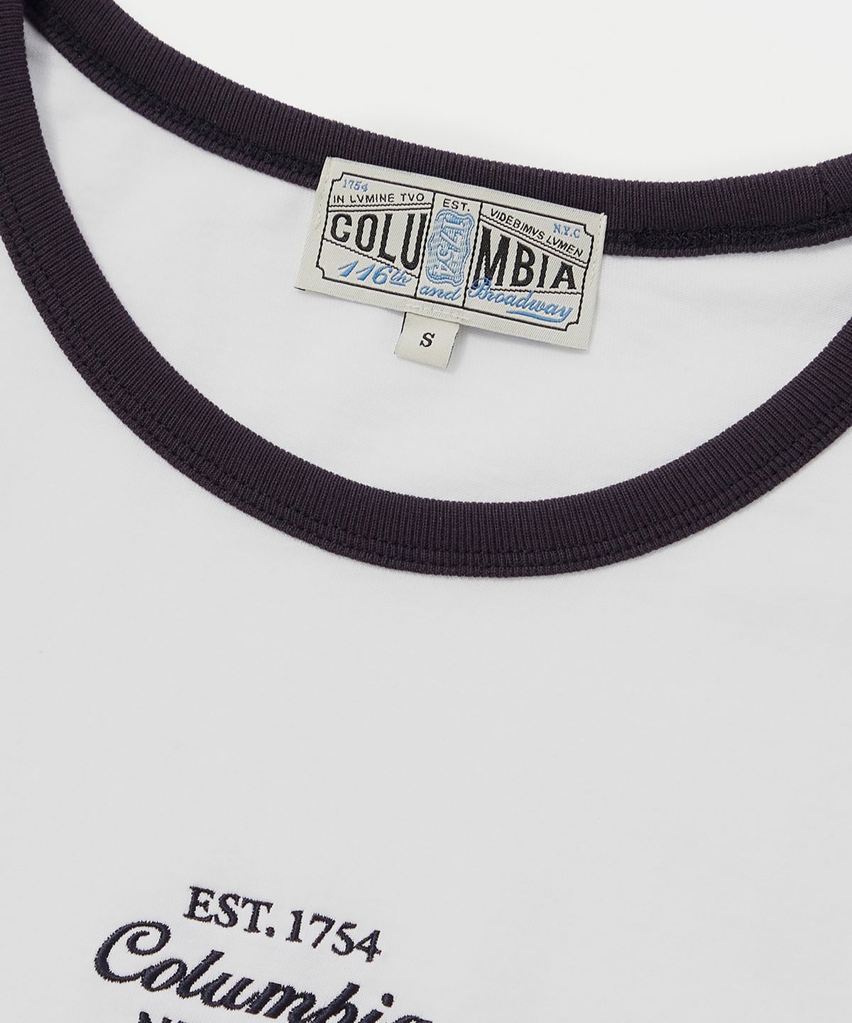 컬럼비아 유니버시티(COLUMBIA UNIVERSITY) CU BIG SCRIPT WOMEN S/S RINGER T-SHIRTS 화이트