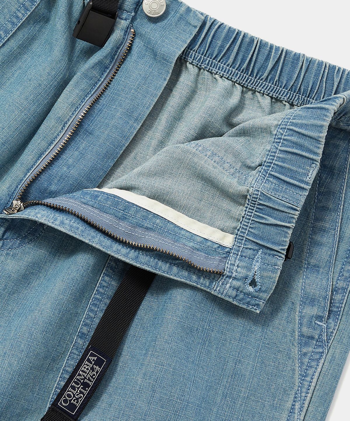 컬럼비아 유니버시티(COLUMBIA UNIVERSITY) COLUMBIA TRAJAN LABEL BELTED DENIM SHORTS PANTS 라이트데님